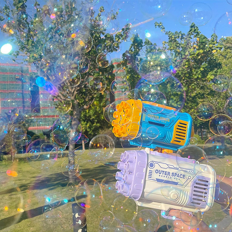 Bubble Gun Rocket - 69 Holes Soap Bubbles Automatic Blower With Light