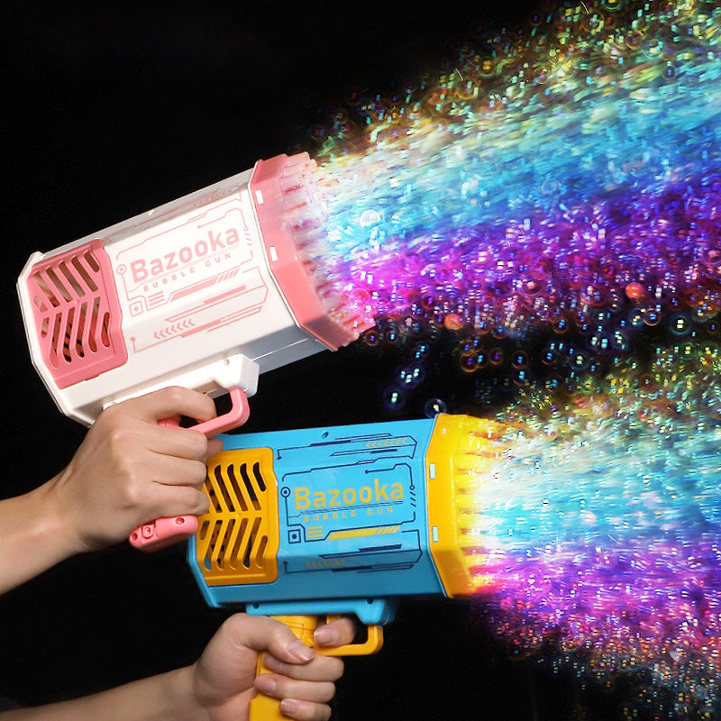 Bubble Gun Rocket - 69 Holes Soap Bubbles Automatic Blower With Light