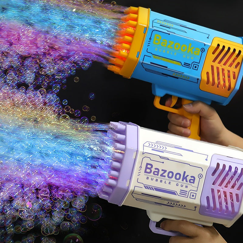 Bubble Gun Rocket - 69 Holes Soap Bubbles Automatic Blower With Light