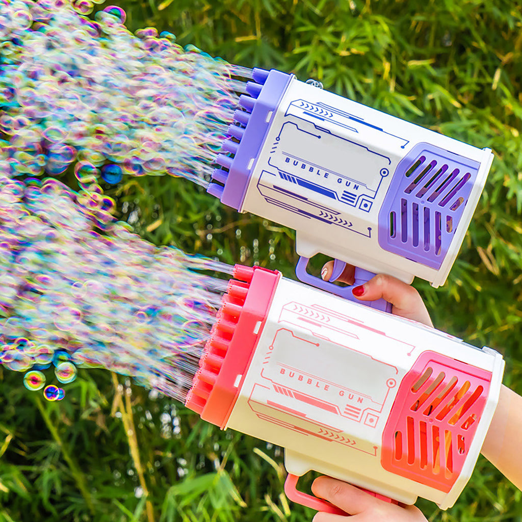 Bubble Gun Rocket - 69 Holes Soap Bubbles Automatic Blower With Light